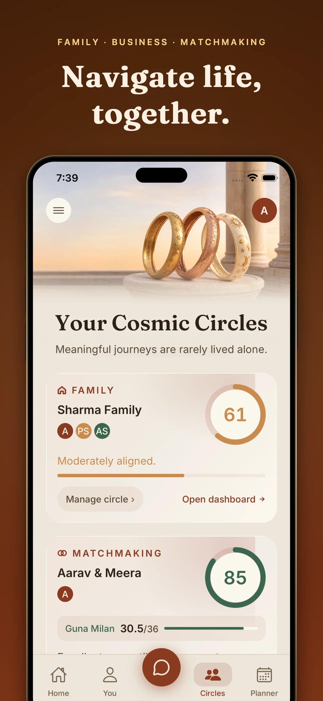 VedicSync Cosmic Circles screen